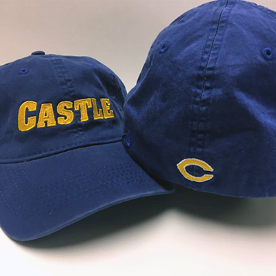 Embroidery - Castle - Navy Hat - Front and Back